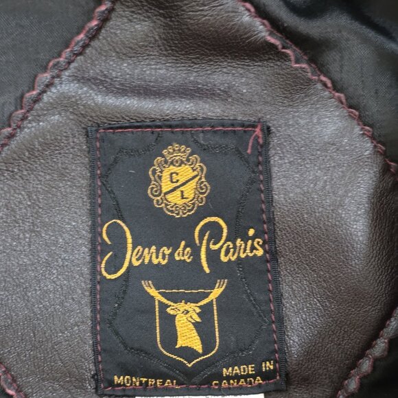 VTG Jeno De Paris Leather Coat Mens 40 Brown Mid Length LS Lined Buttons FLAW - Picture 3 of 16